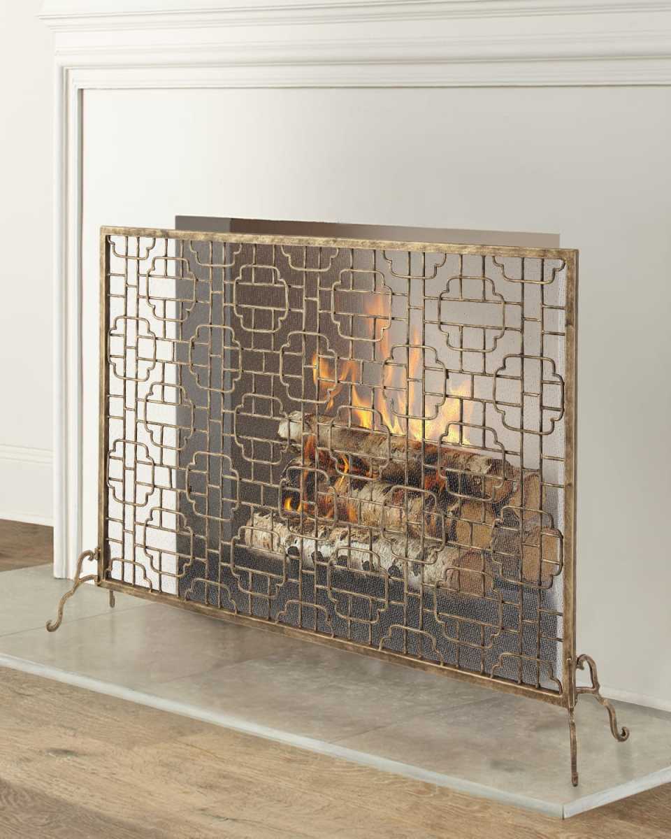 Single-Panel Geometric Fireplace Screen